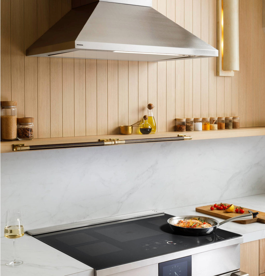Monogram 48" Wall-Mounted Pyramid Chimney Vent Hood with Air Quality Sensors