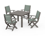 Coastal Folding Chair 5-Piece Parsons Dining Set