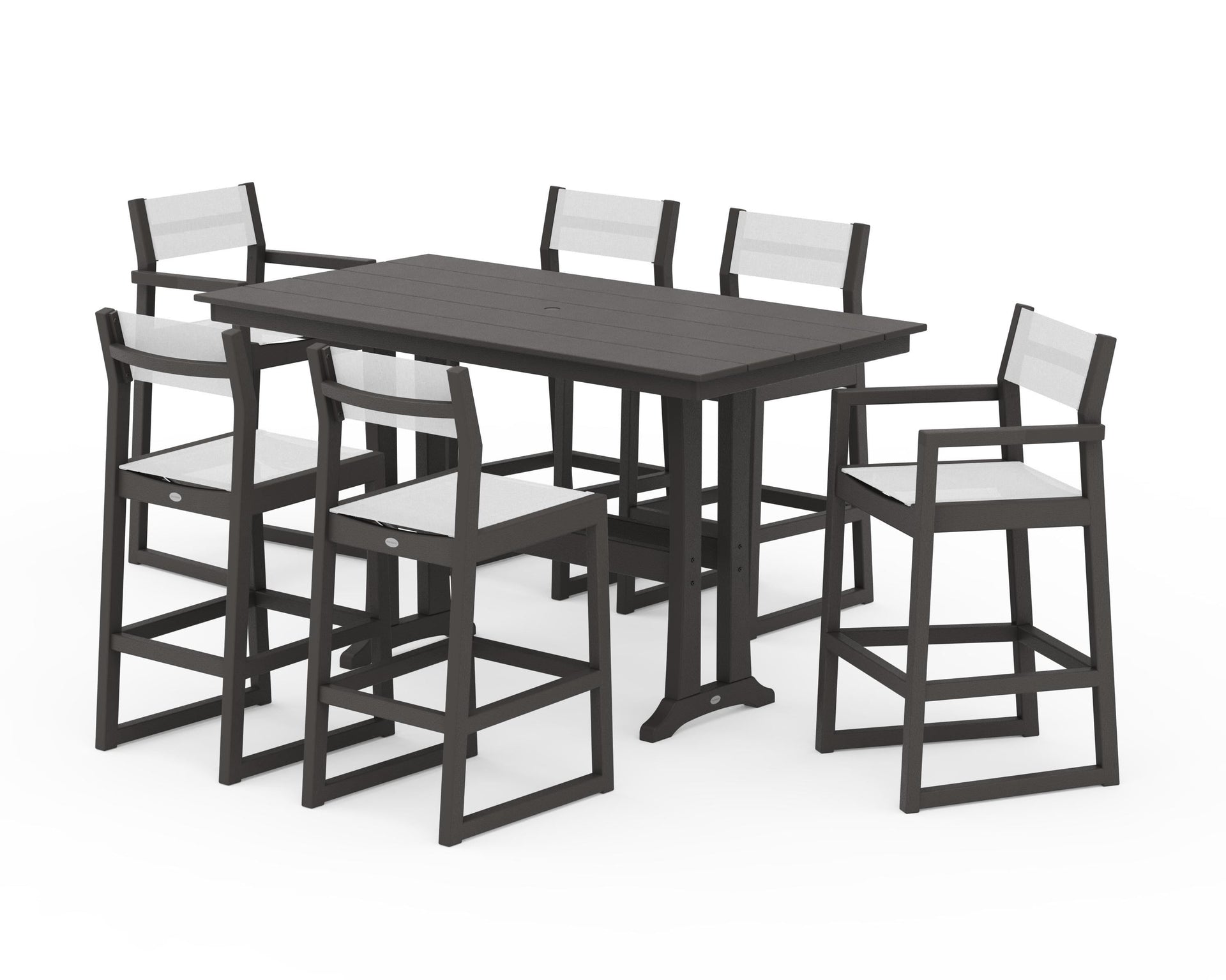 EDGE Sling 7-Piece Farmhouse Bar Set with Trestle Legs