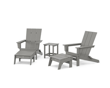5-Piece Modern Studio Folding Adirondack Set with Ottomans and Side Table