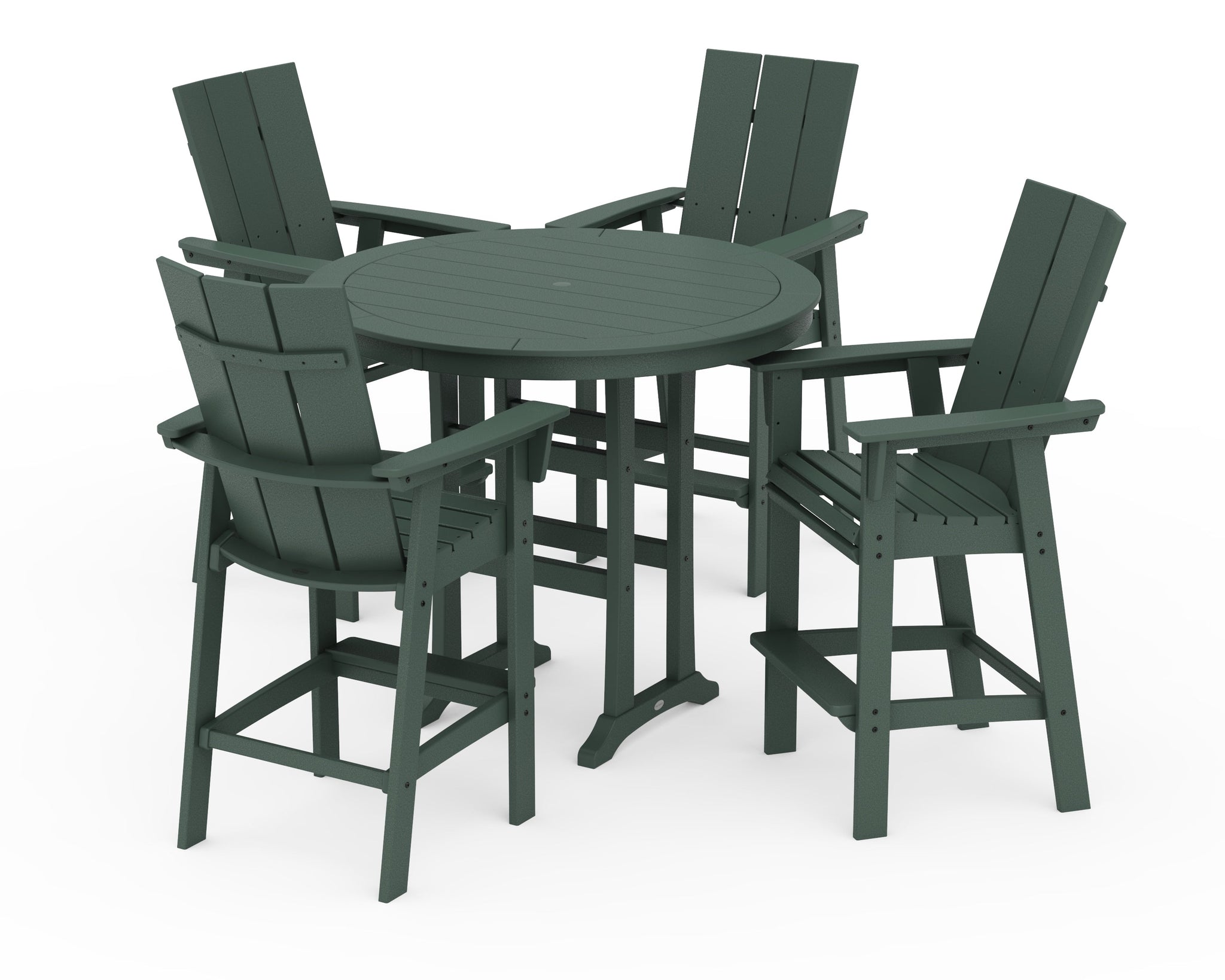 Modern Curveback Adirondack 5-Piece Nautical Trestle Bar Set