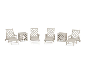Chippendale 6-Piece Chaise Set with Umbrella Stand Accent Table