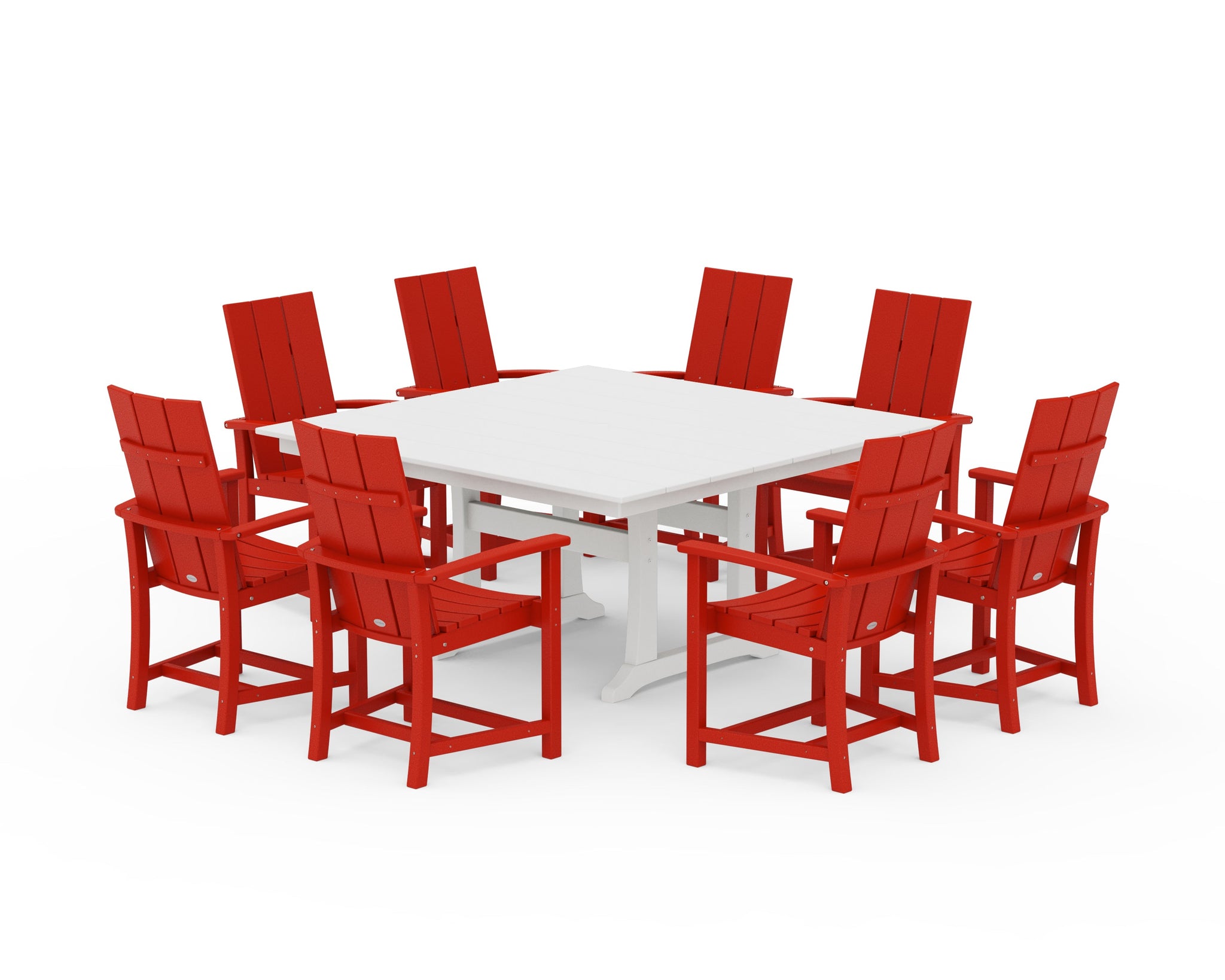 Modern Adirondack 9-Piece Farmhouse Trestle Dining Set