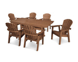 Seashell 7-Piece Farmhouse Dining Set with Trestle Legs