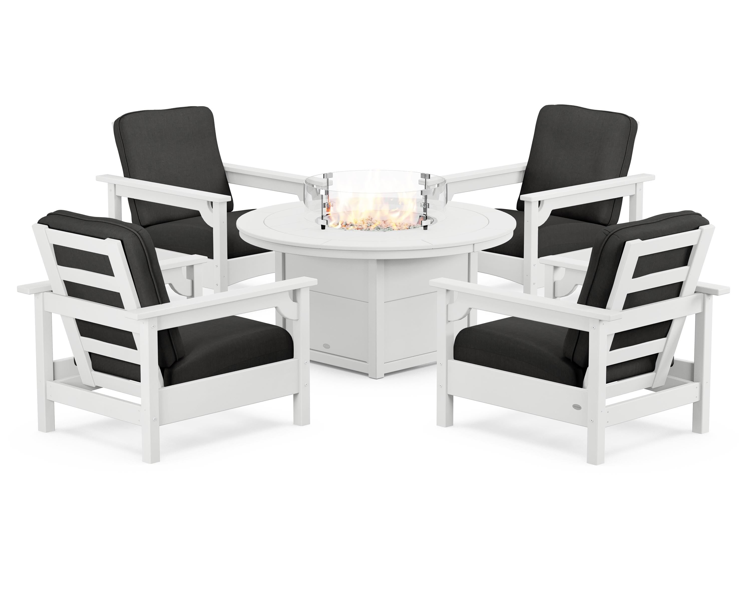Club 5-Piece Conversation Set with Fire Pit Table