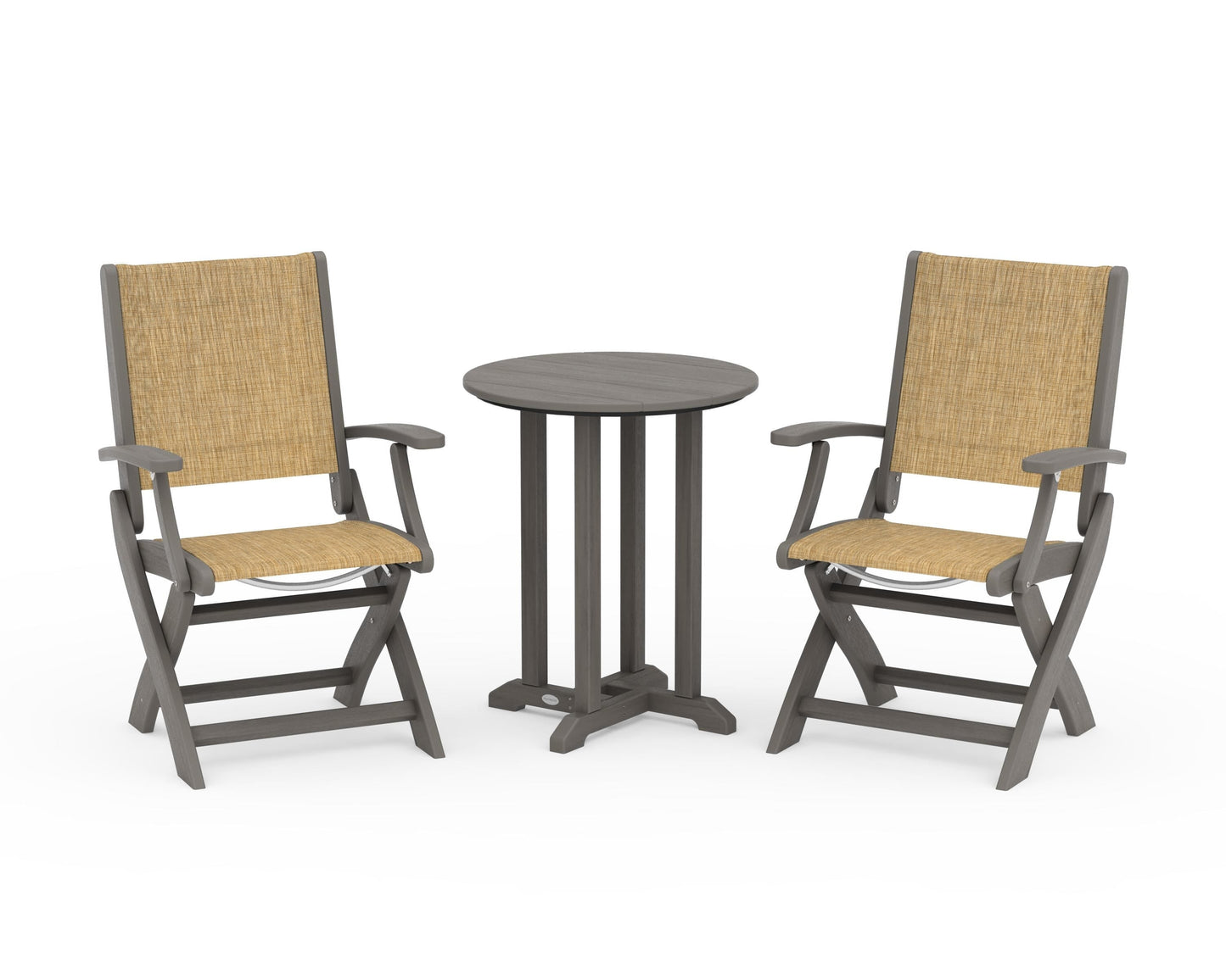 Coastal Folding 3-Piece Round Bistro Dining Set