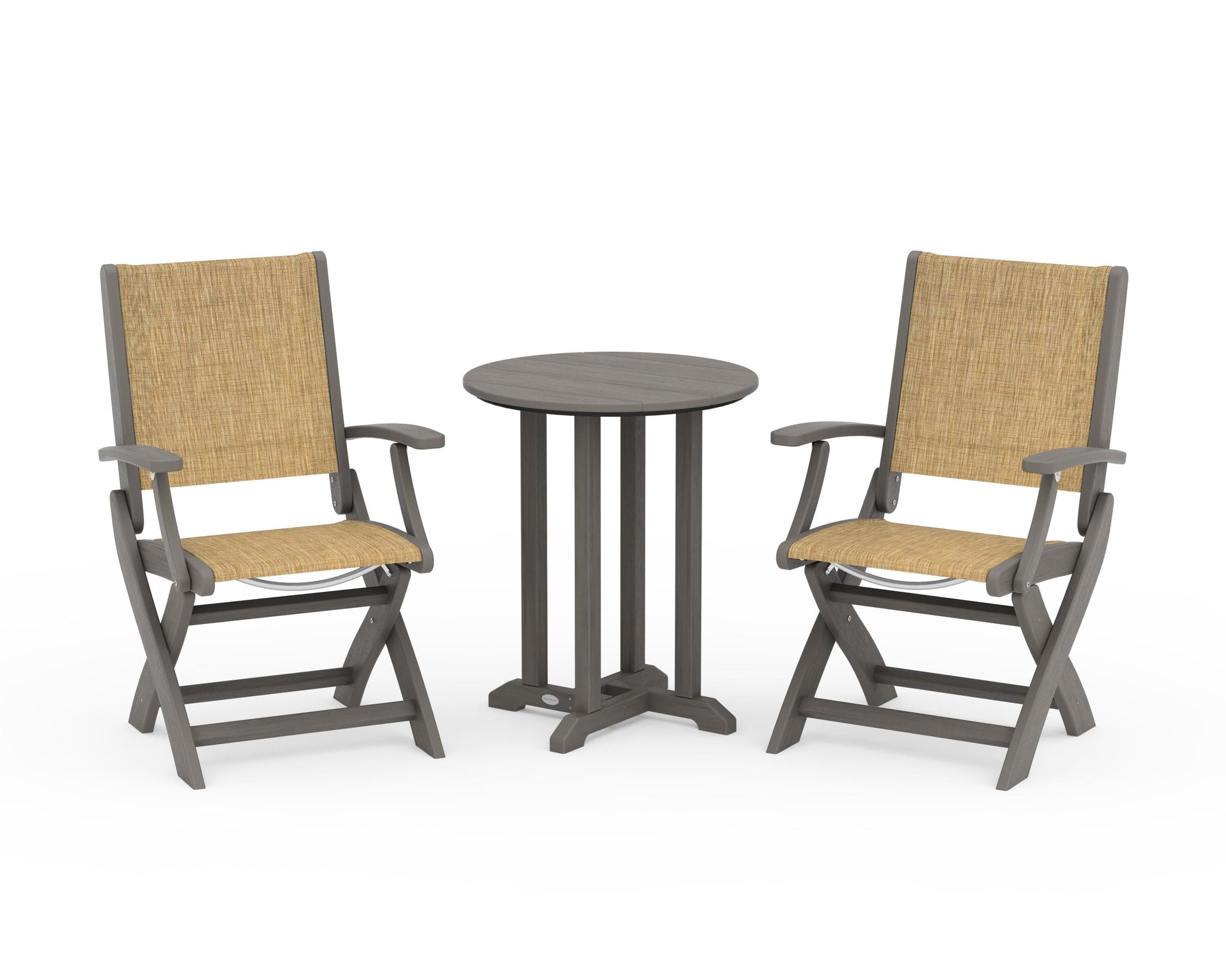 Coastal Folding 3-Piece Round Bistro Dining Set