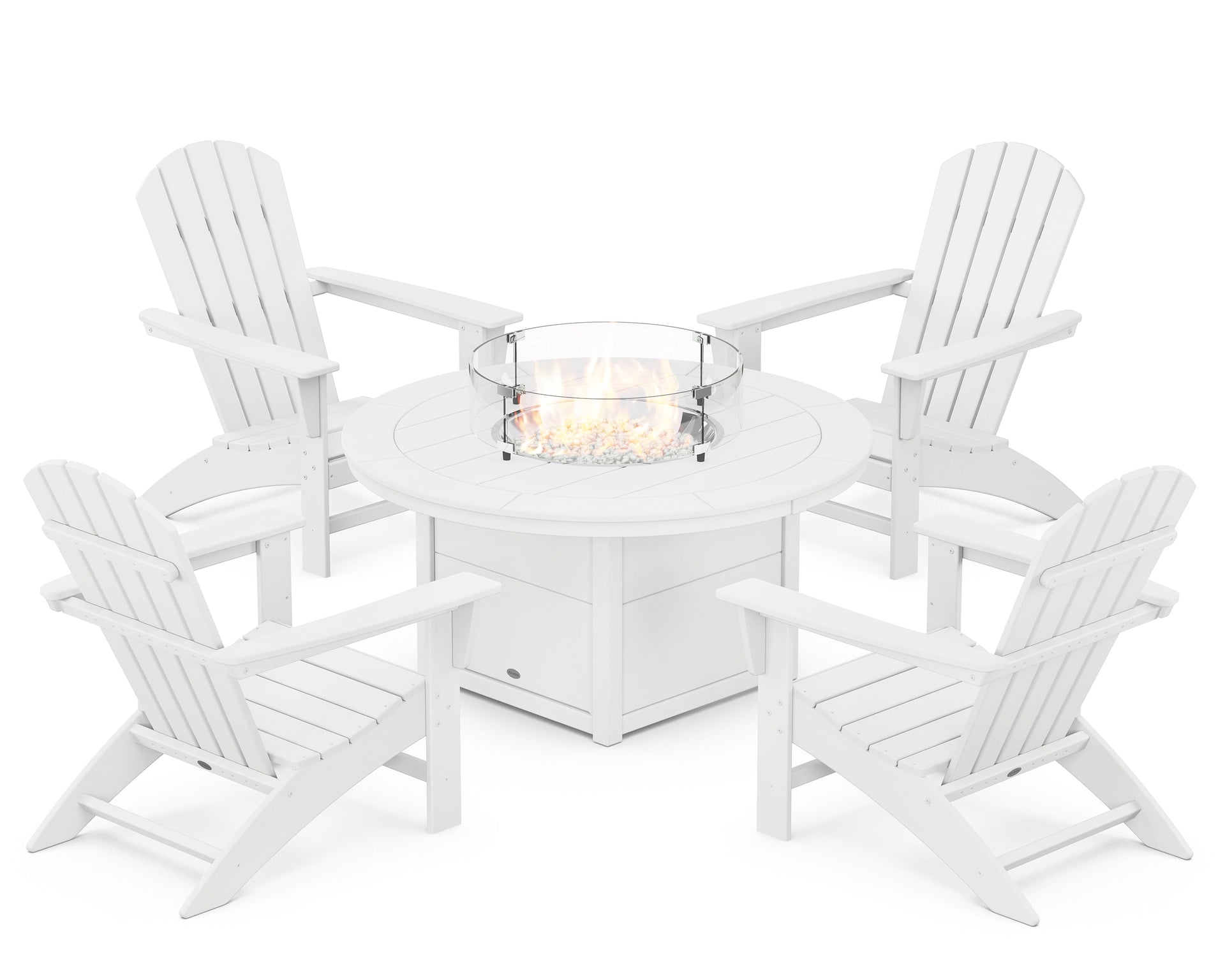Nautical 5-Piece Adirondack Chair Conversation Set with Fire Pit Table