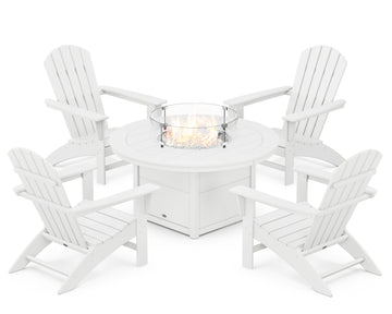 Nautical 5-Piece Adirondack Chair Conversation Set with Fire Pit Table