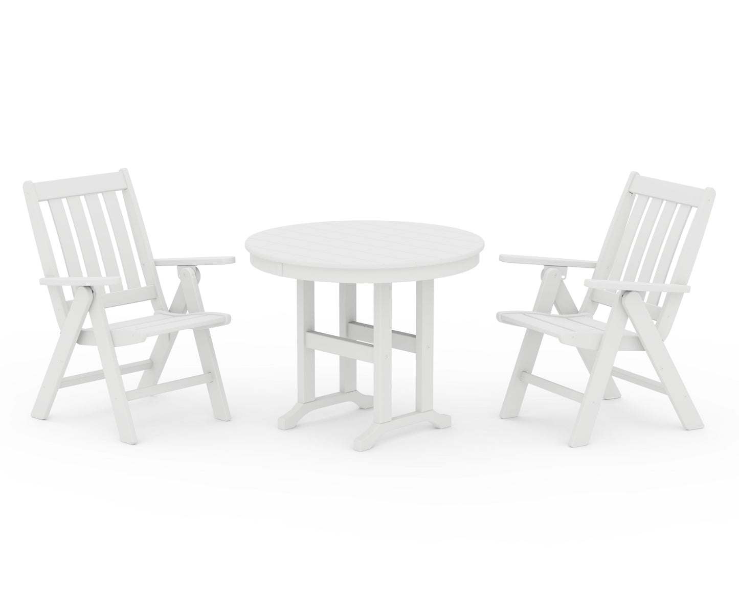 Vineyard Folding Chair 3-Piece Round Dining Set