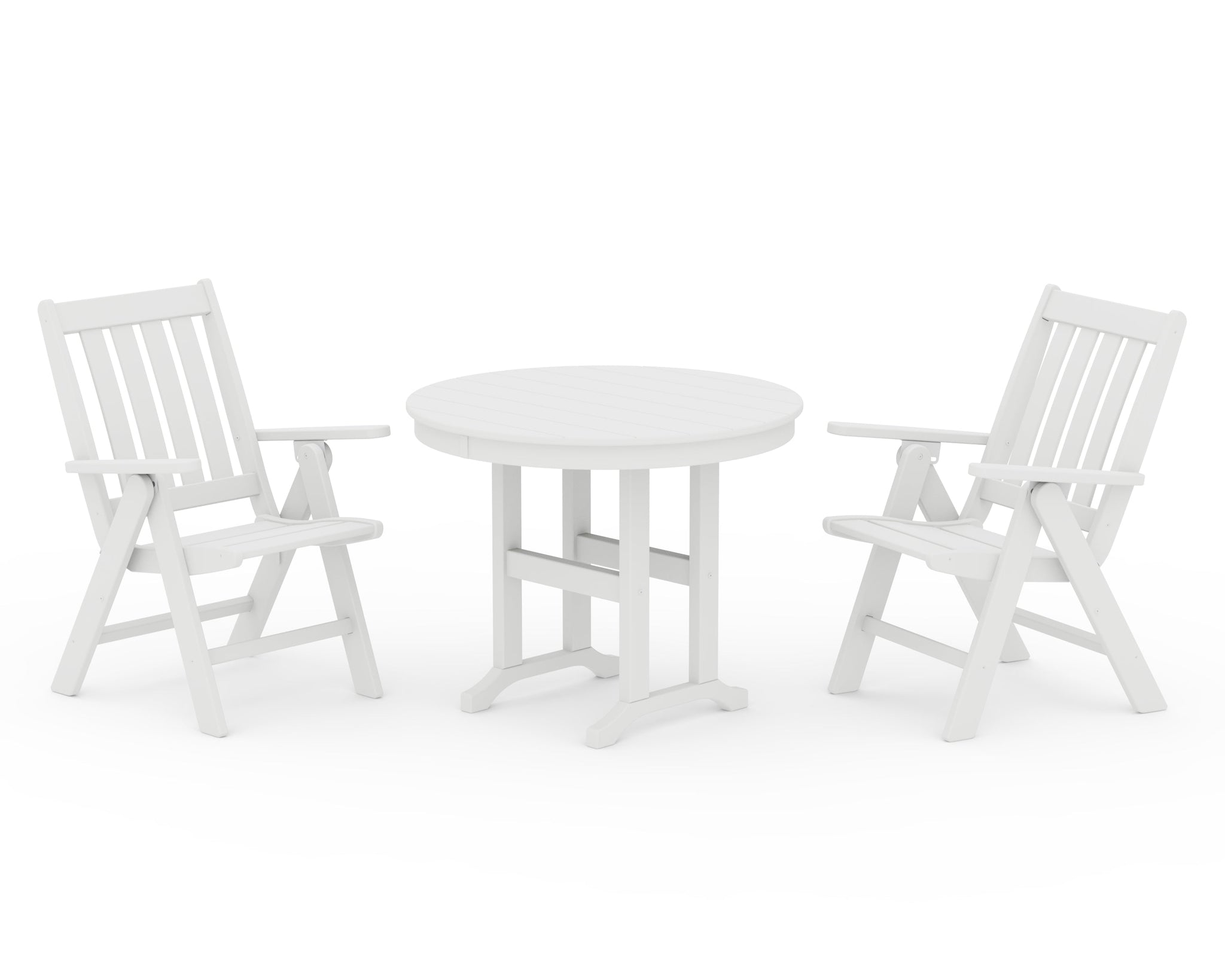 Vineyard Folding Chair 3-Piece Round Dining Set