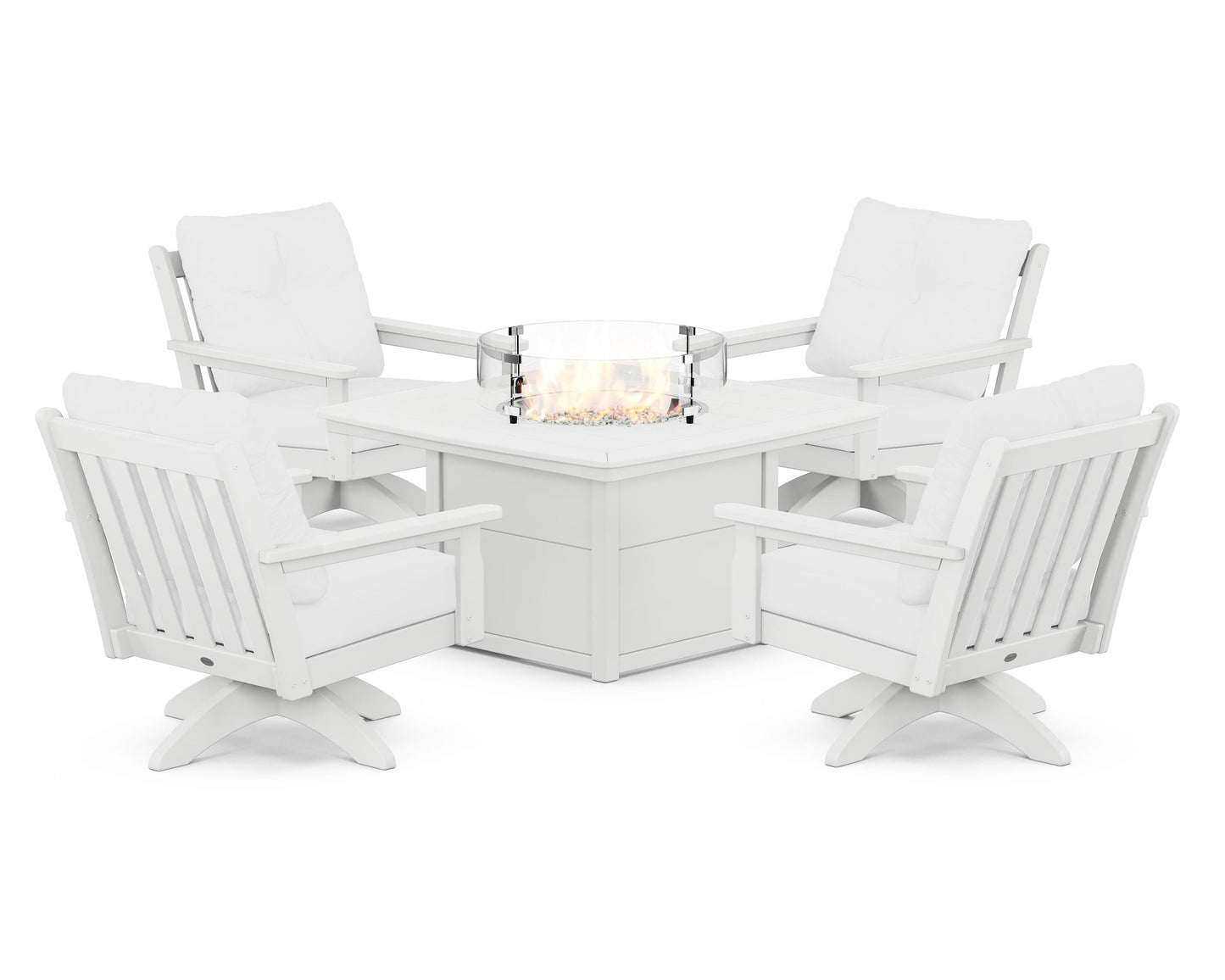 Vineyard 5-Piece Deep Seating Swivel Conversation Set with Fire Pit Table