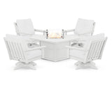 Vineyard 5-Piece Deep Seating Swivel Conversation Set with Fire Pit Table