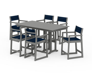 EDGE Sling Arm Chair 7-Piece Farmhouse Counter Set