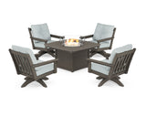 Vineyard 5-Piece Deep Seating Swivel Conversation Set with Fire Pit Table
