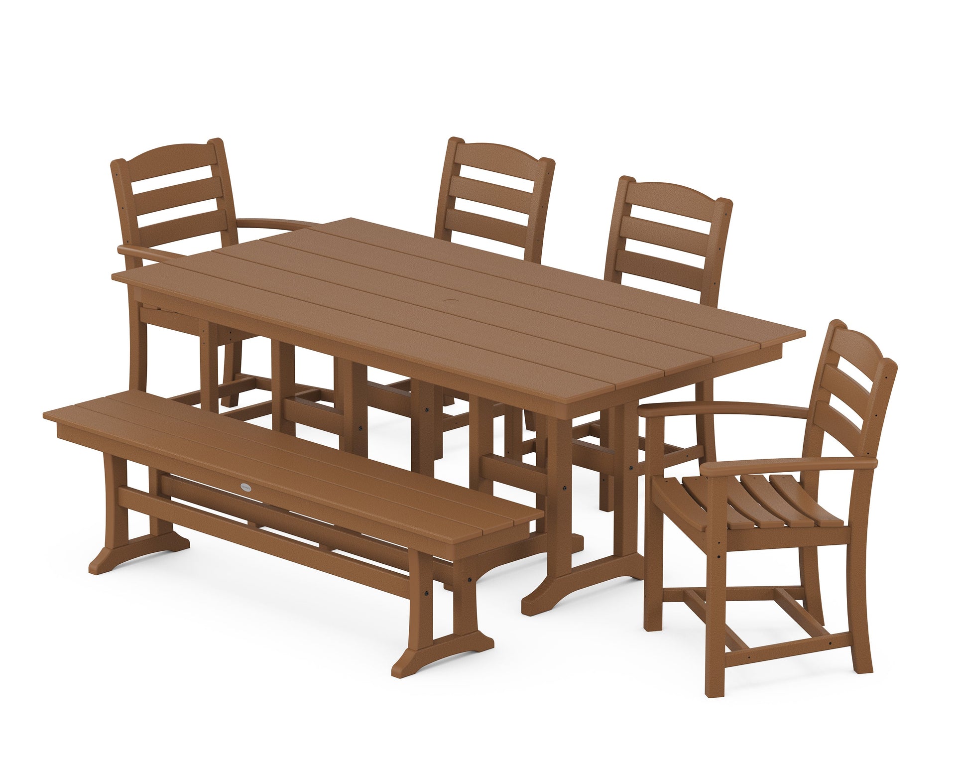 La Casa Café 6-Piece Farmhouse Dining Set with Bench