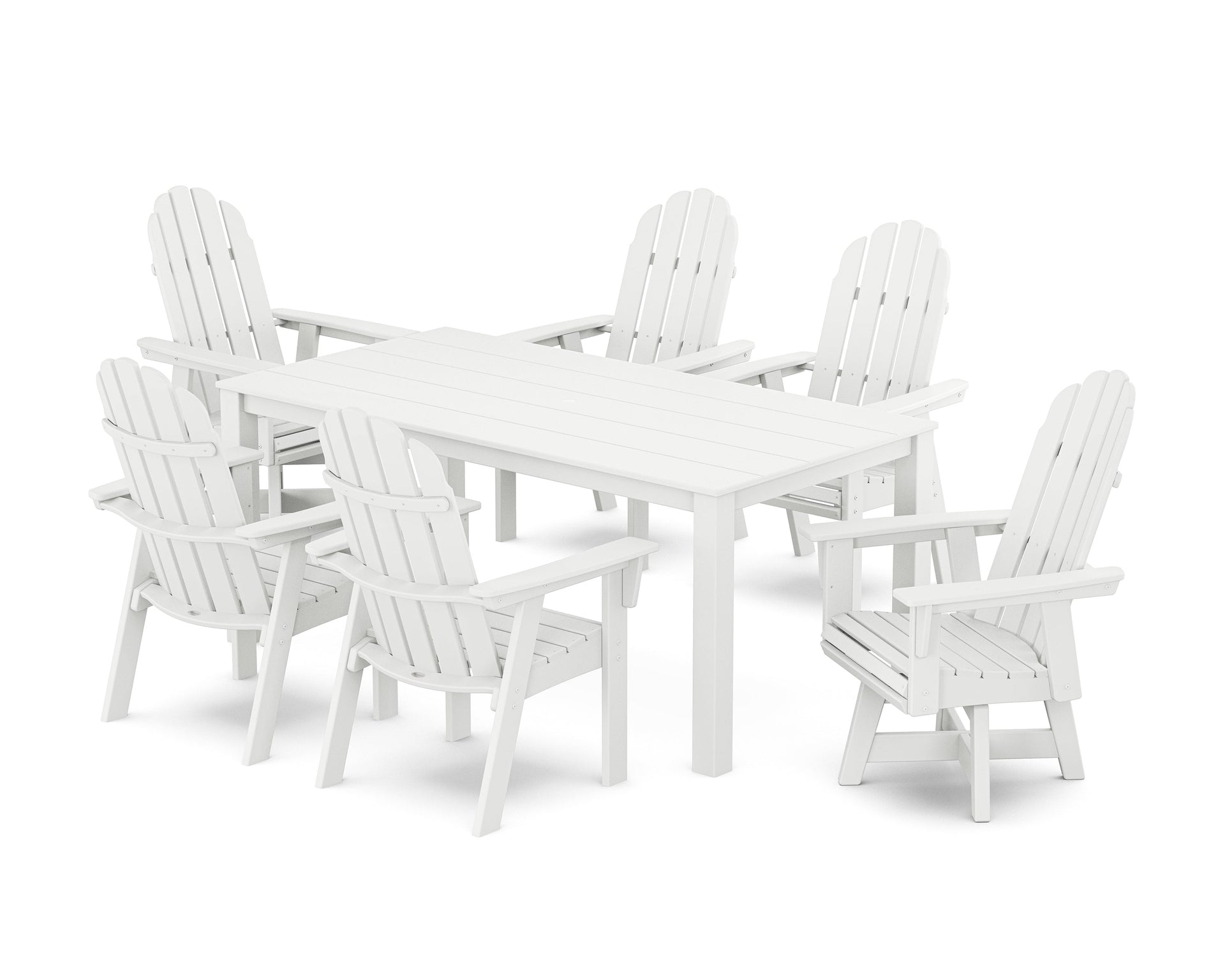 Vineyard Curveback Adirondack 7-Piece Parsons Swivel Dining Set
