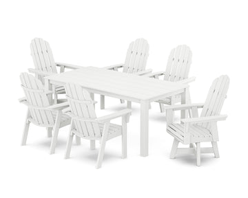 Vineyard Curveback Adirondack 7-Piece Parsons Swivel Dining Set