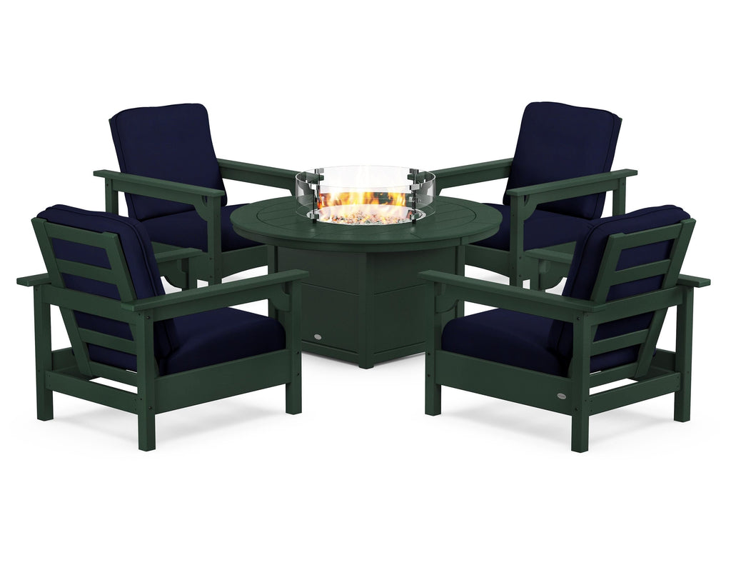 Club 5-Piece Conversation Set with Fire Pit Table