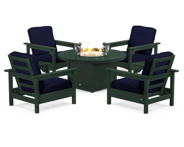 Club 5-Piece Conversation Set with Fire Pit Table