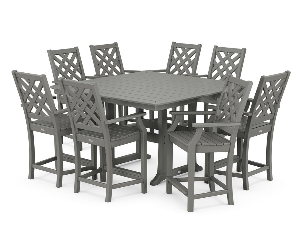 Wovendale 9-Piece Square Counter Set with Trestle Legs