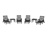 Chippendale 6-Piece Chaise Set with Arms and Wheels