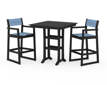 EDGE Sling Arm Chair 3-Piece Farmhouse Bar Set with Trestle Legs