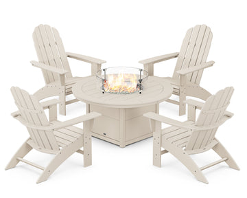 Vineyard Curveback Adirondack 5-Piece Conversation Set with Fire Pit Table
